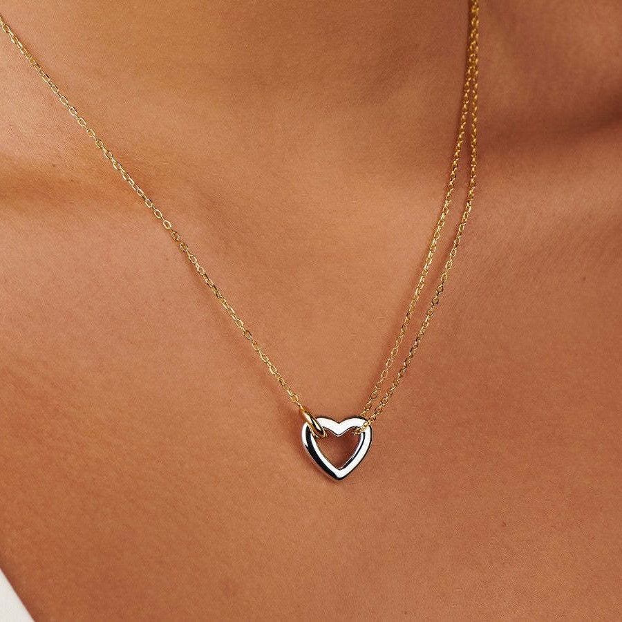 Titanium Steel Gold Plated Simple Style Classic Style Plating Heart Shape Bracelets Necklace