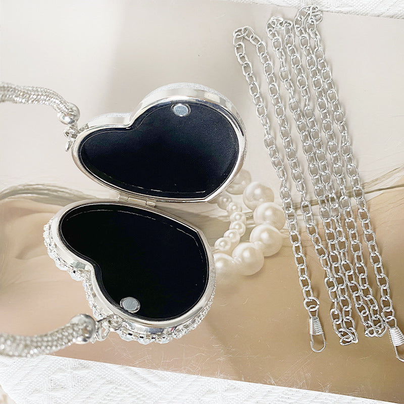 Rhinestone Glass Heart Shape Heart-shaped Evening Bags