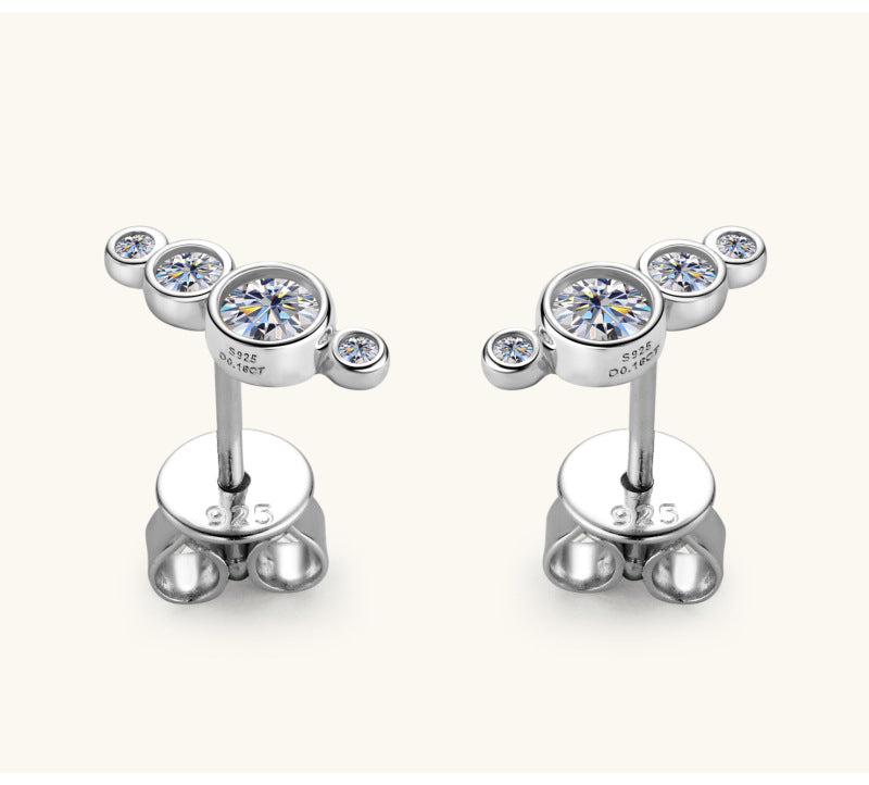 1 Pair 925 Sterling Silver Moissanite Geometric Ear Studs