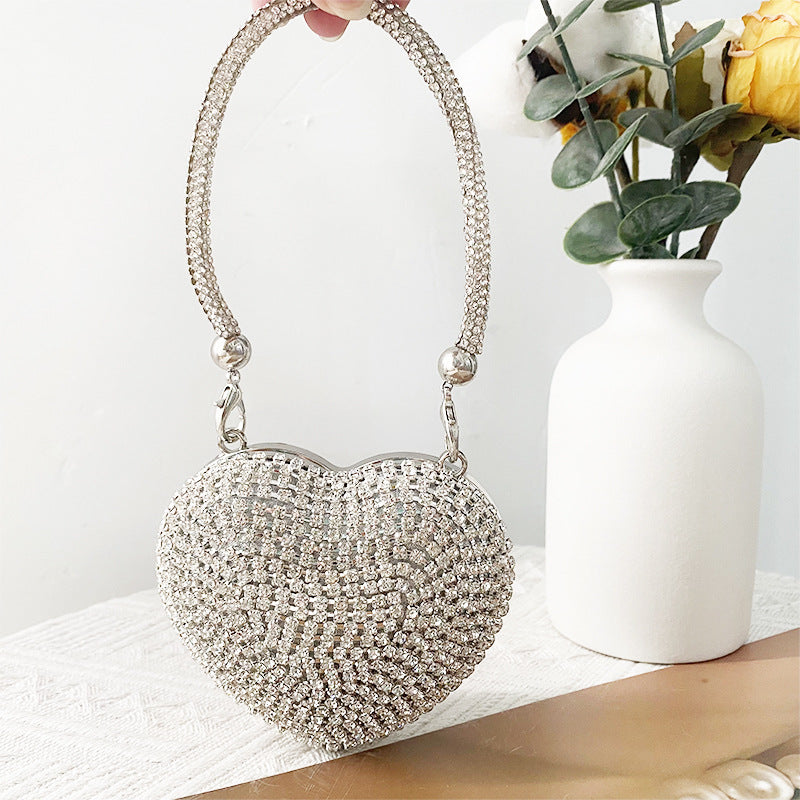 Rhinestone Glass Heart Shape Heart-shaped Evening Bags