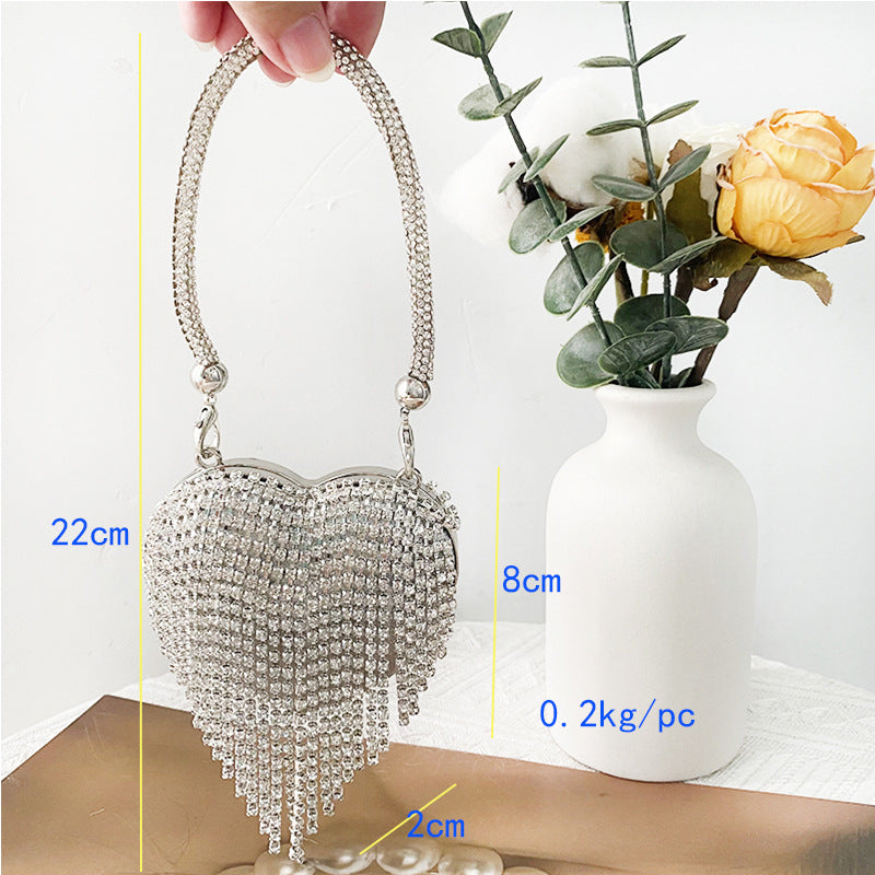 Rhinestone Glass Heart Shape Heart-shaped Evening Bags