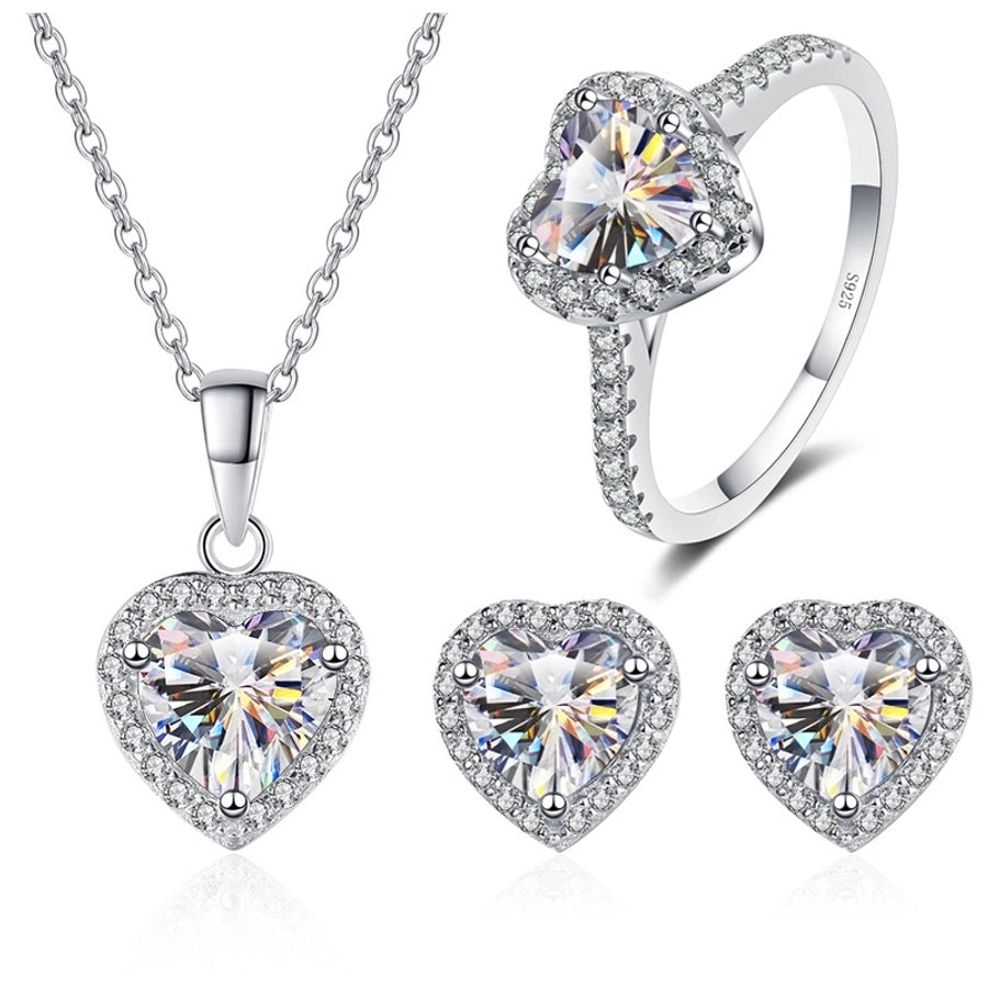 1.0ct Trillion-cut 925 Sterling Silver Moissanite None Inlay Heart Shape FDJZ-056-Moissanite GRA Certificate Jewelry Set