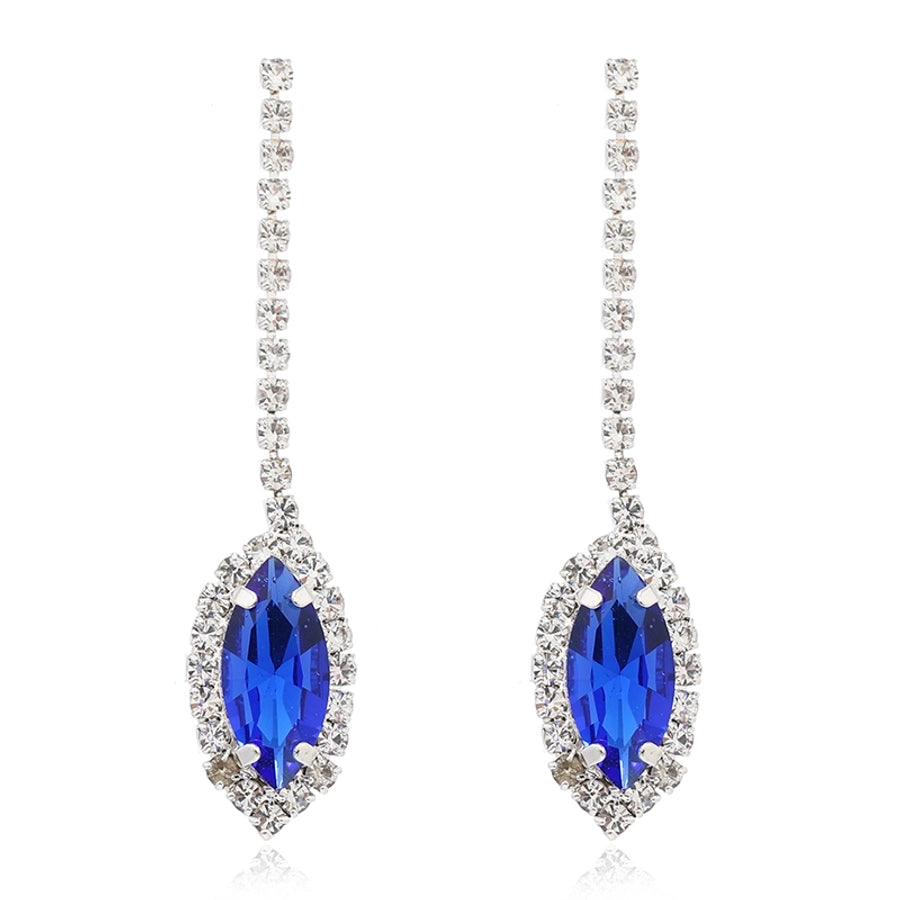 luxurious bridal leaf alloy plating inlay rhinestones silver plated women's earrings necklace