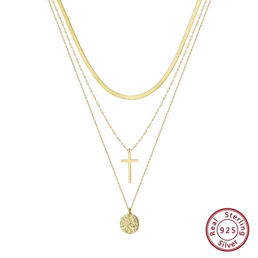 925 Sterling Silver Gold Plated Rhodium Plated ZIRCON Link Chain Cross Round NECKLACES Pendant Necklaces