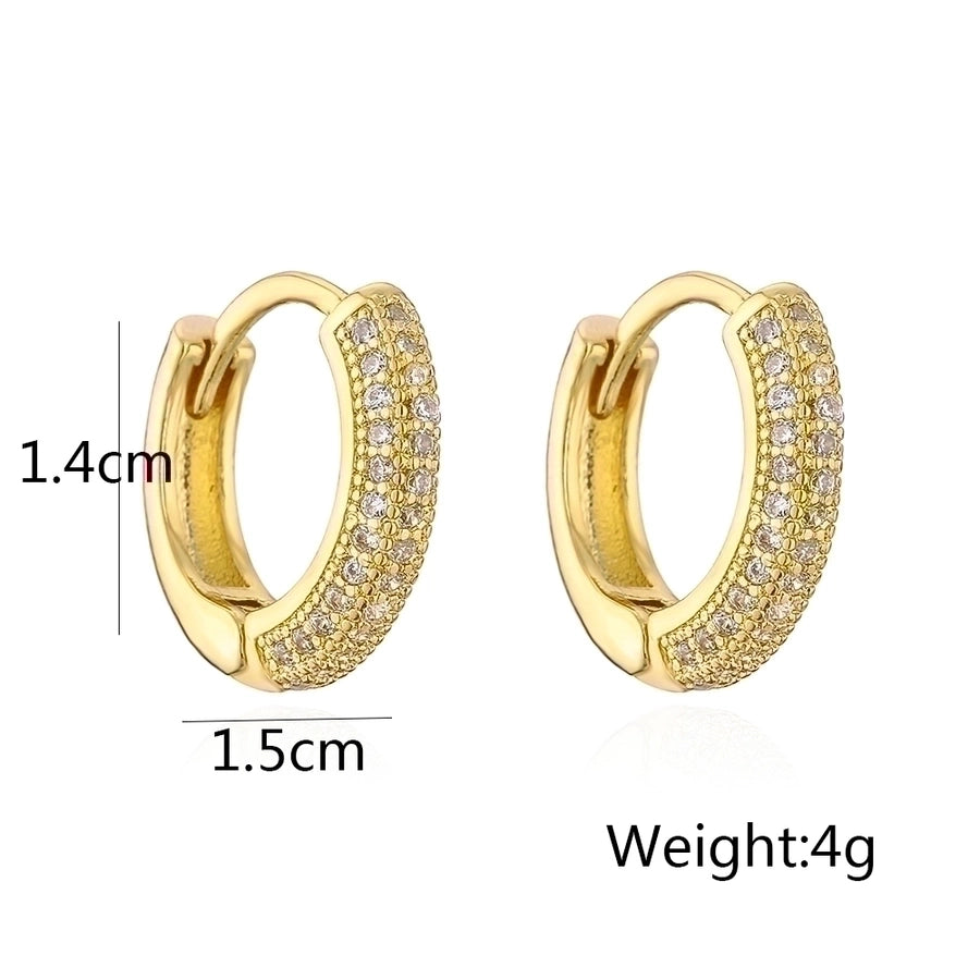 1 pair fashion geometric gold plated copper zircon gold plated hoop earrings