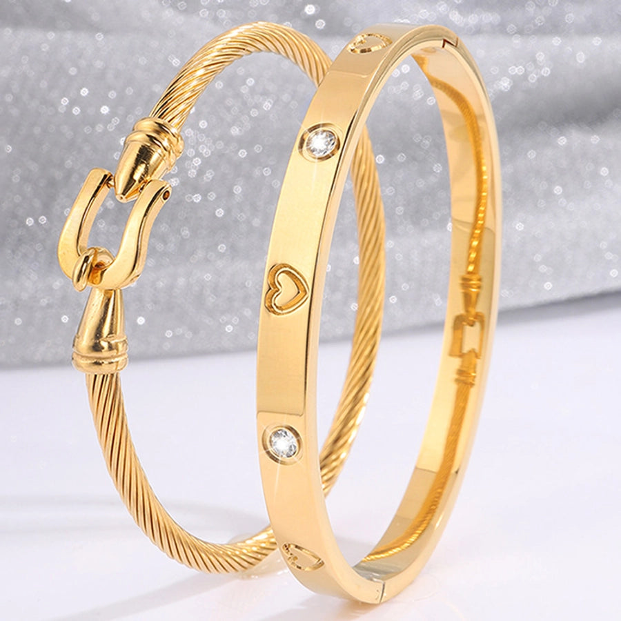 Elegant French Style Classic Style Heart Shape 304 Stainless Steel Bangle In Bulk