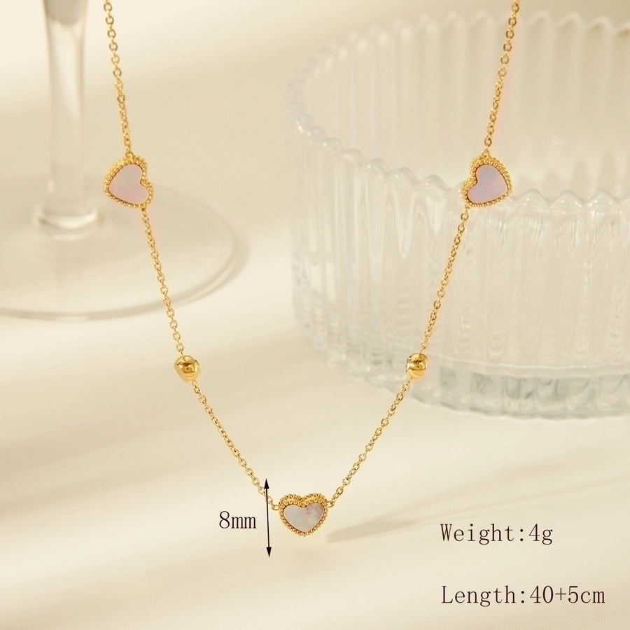 Jewelry Basic Simple Style Commute Heart Shape 304 Stainless Steel Acrylic Zircon 18K Gold Plated Plating Inlay Pendant Necklace