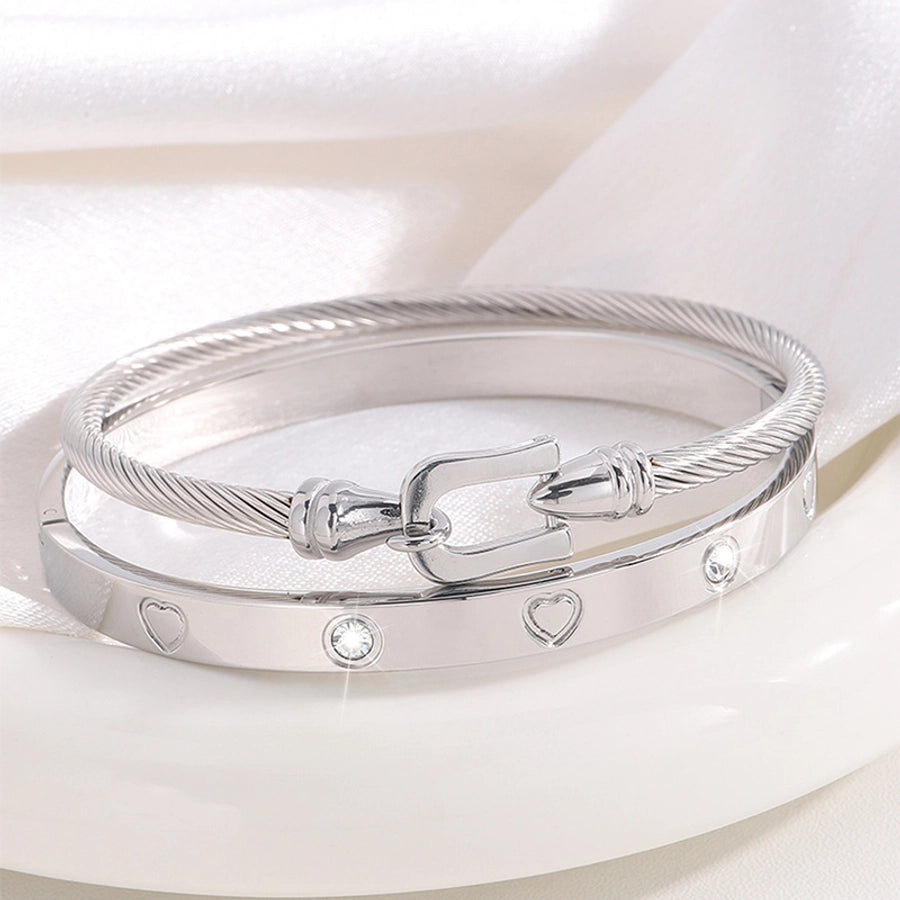 Elegant French Style Classic Style Heart Shape 304 Stainless Steel Bangle In Bulk