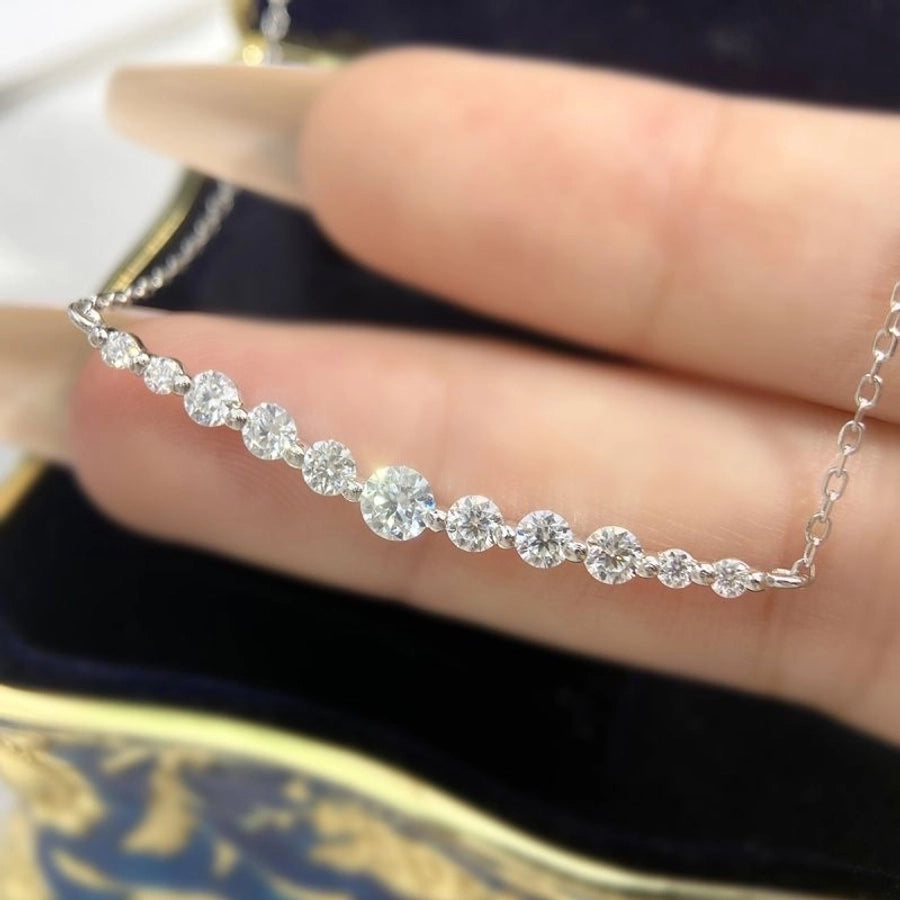 925 Sterling Silver Moissanite cable chain GRA Plating Inlay Solid Color Necklace