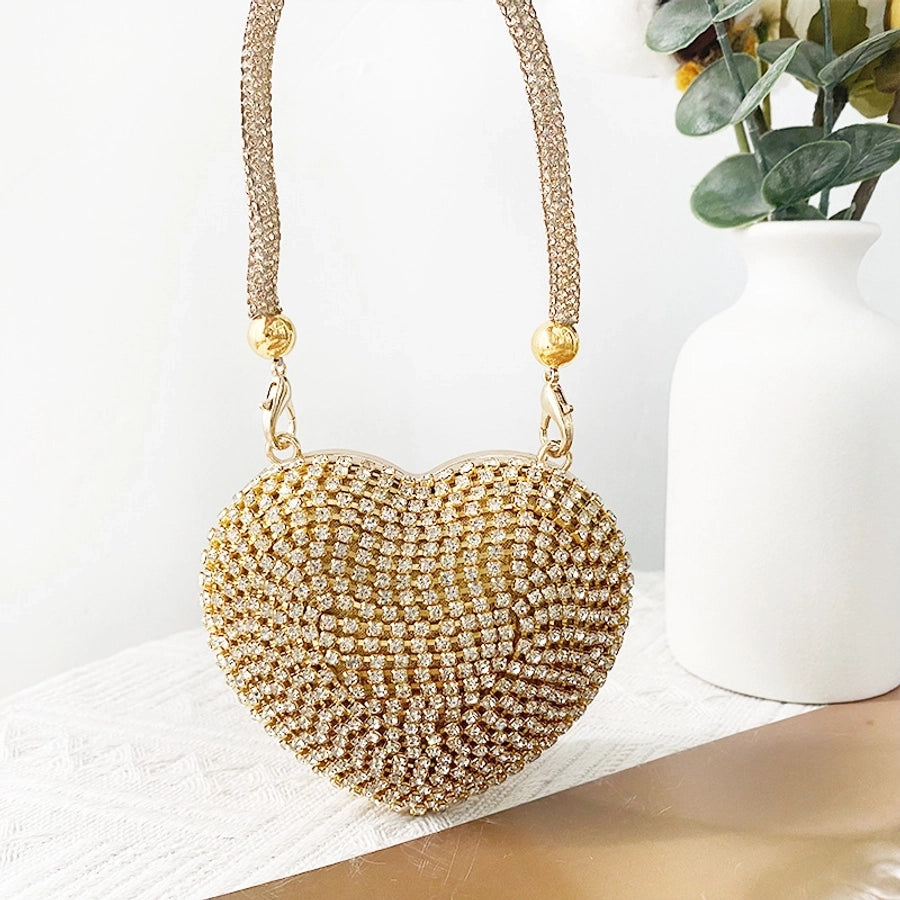 Rhinestone Glass Heart Shape Heart-shaped Evening Bags