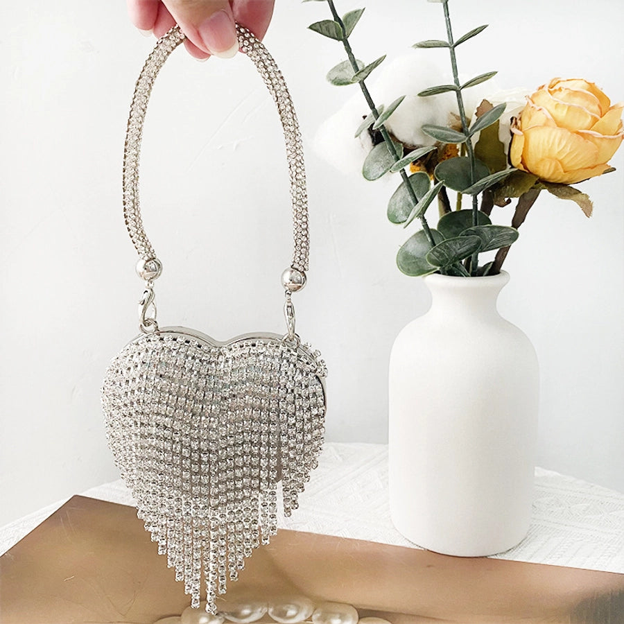 Rhinestone Glass Heart Shape Heart-shaped Evening Bags