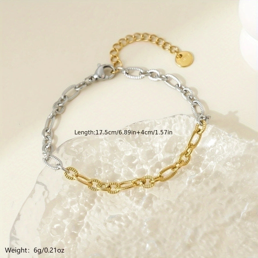 Hip-Hop Simple Style Commute Geometric 304 Stainless Steel 14K Gold Plated Bracelets In Bulk