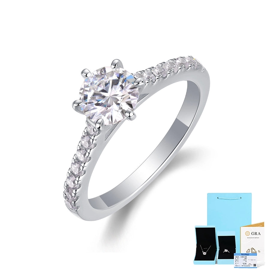 925 Sterling Silver Moissanite Solid Color Rings