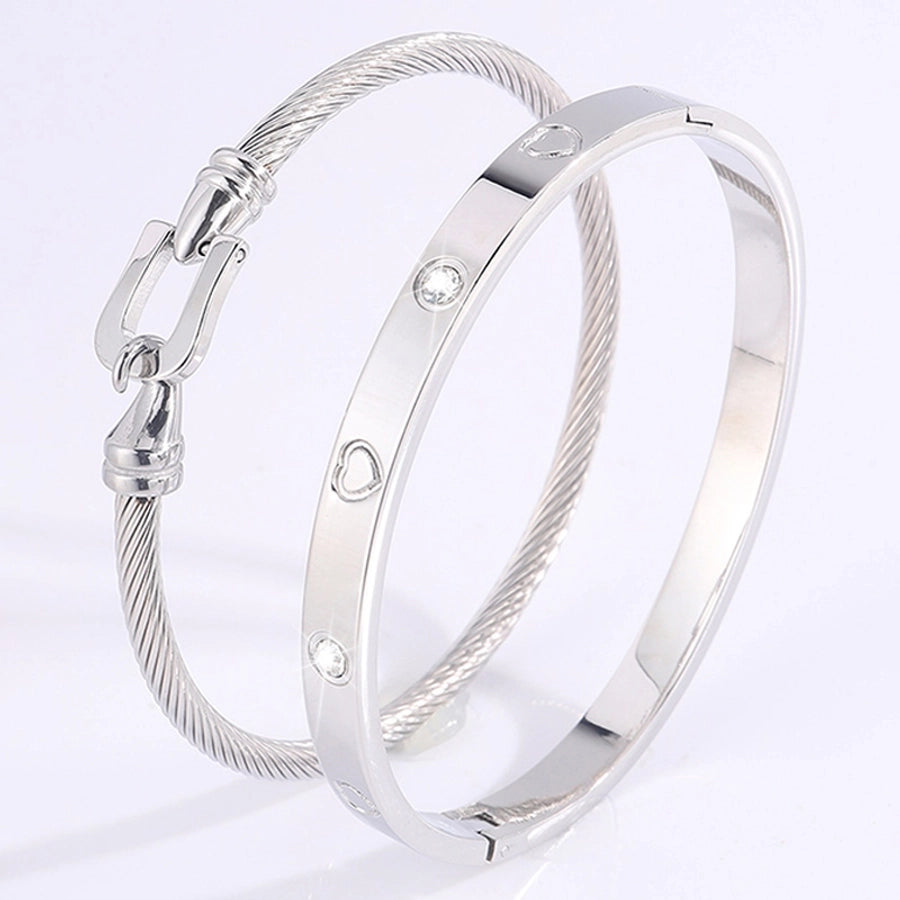 Elegant French Style Classic Style Heart Shape 304 Stainless Steel Bangle In Bulk