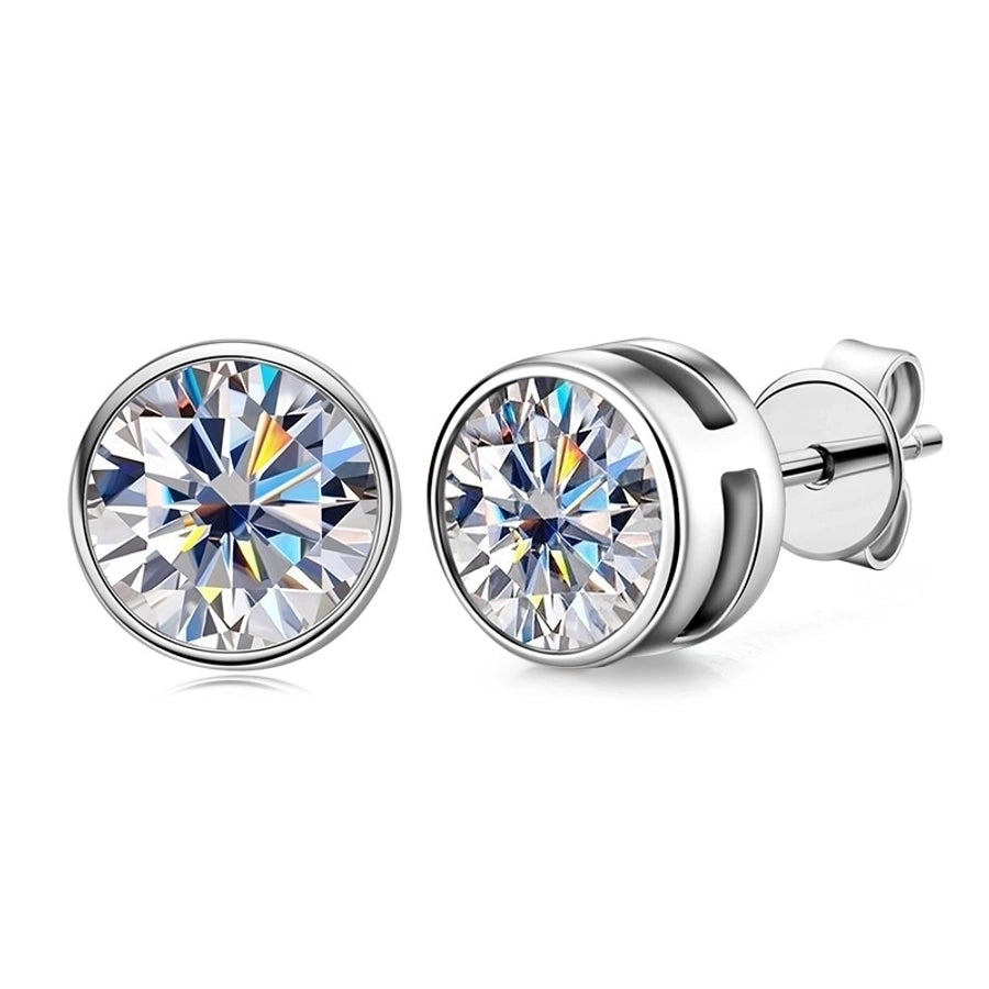 1 Pair 925 Sterling Silver Moissanite GRA Certificate Geometric Ear Studs