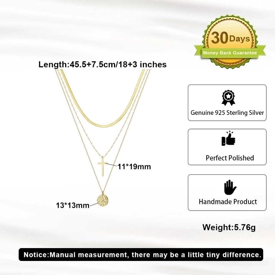 925 Sterling Silver Gold Plated Rhodium Plated ZIRCON Link Chain Cross Round NECKLACES Pendant Necklaces