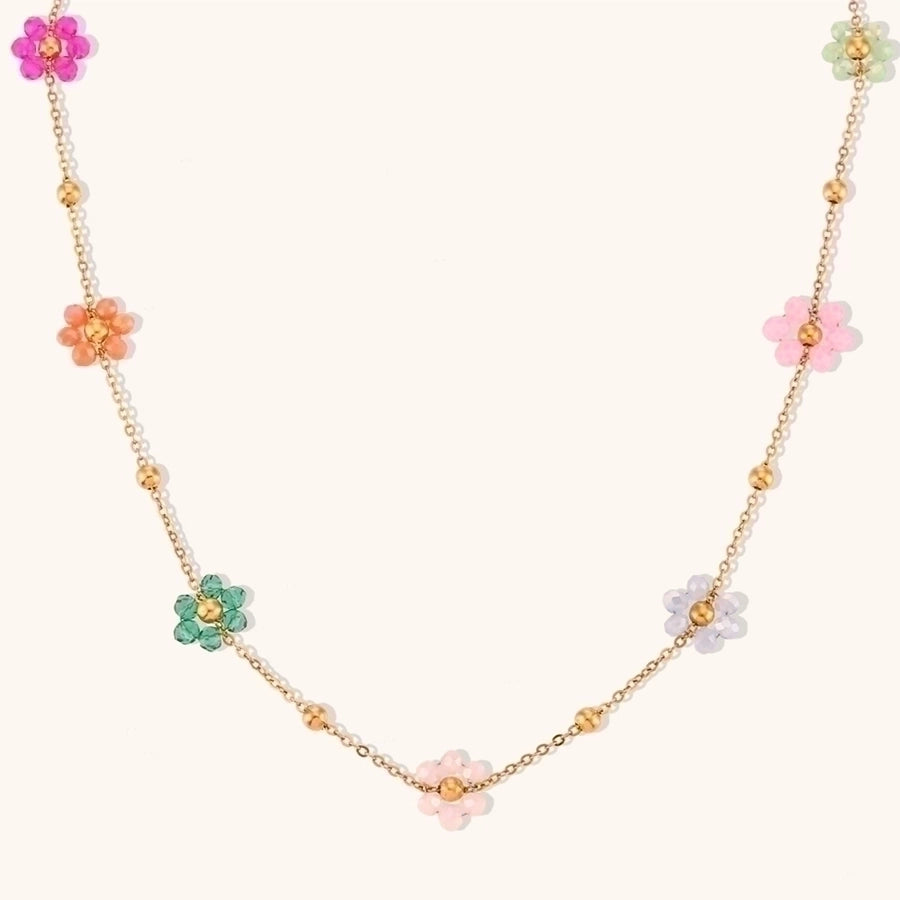 Jewelry Simple Style Flower Stainless Steel 18K Gold Plated Plating Necklace