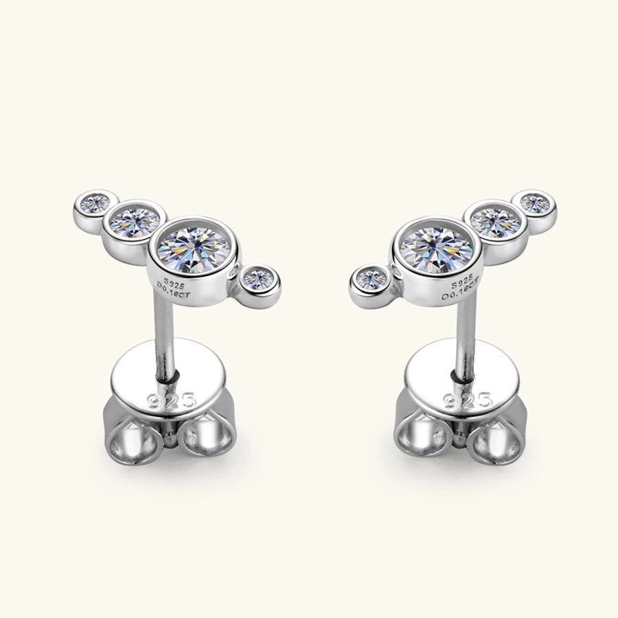 1 Pair 925 Sterling Silver Moissanite Geometric Ear Studs