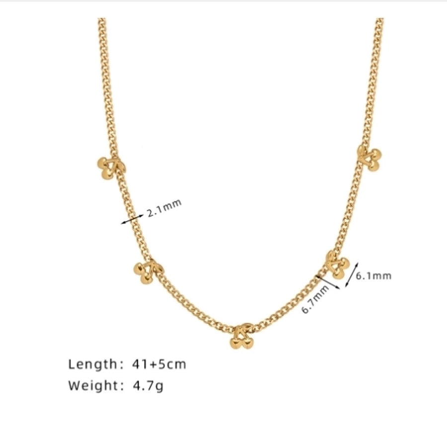 Jewelry Simple Style Cherry Solid Color 304 Stainless Steel 18K Gold Plated Stainless Steel Necklaces