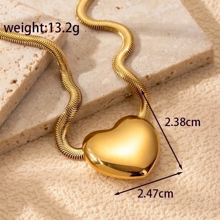 Jewelry French Style Simple Style Heart Shape 304 Stainless Steel Plating Jewelry Set