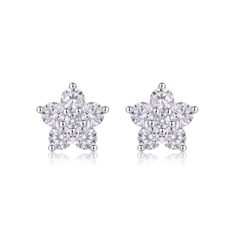 1 Pair 925 Sterling Silver Moissanite Star Ear Studs