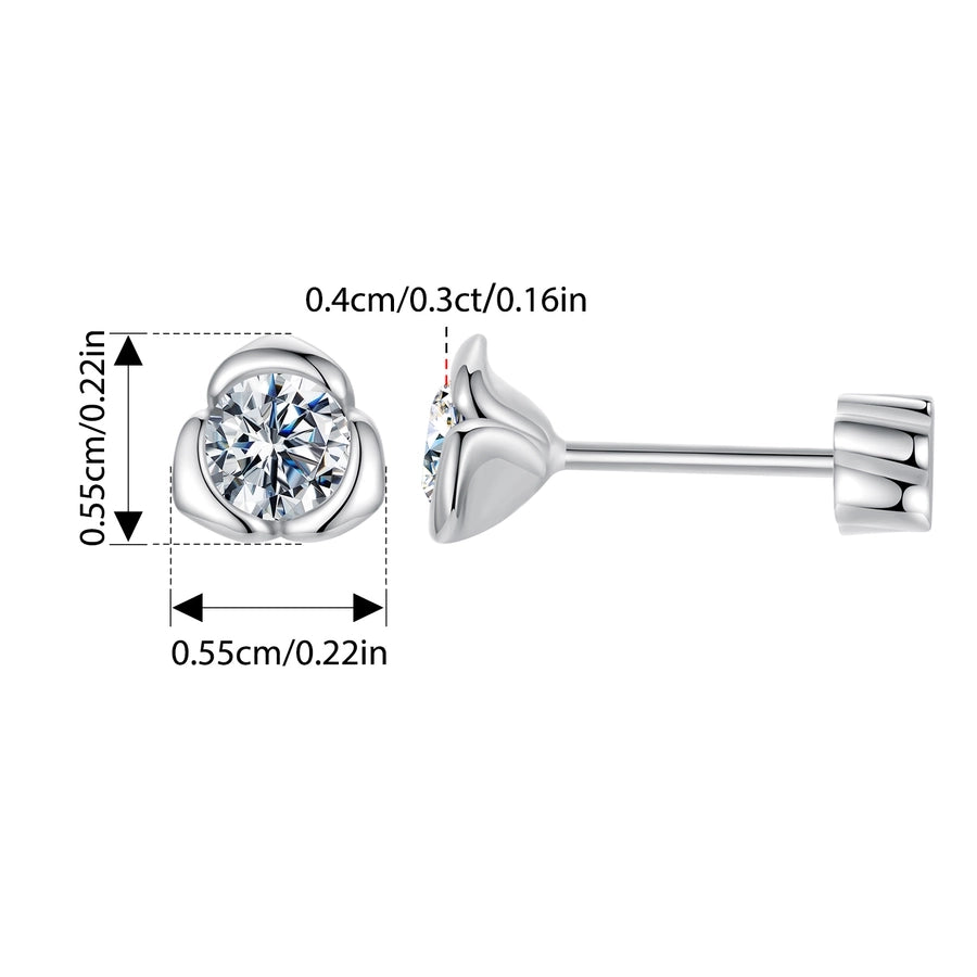 1 Pair 0.3ct 925 Sterling Silver Moissanite Geometric Ear Studs