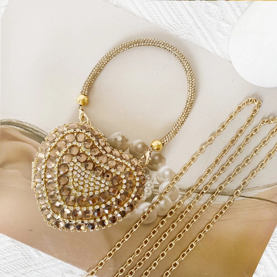 Rhinestone Glass Heart Shape Heart-shaped Evening Bags