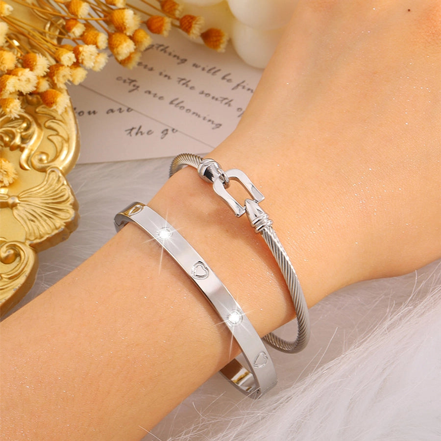 Elegant French Style Classic Style Heart Shape 304 Stainless Steel Bangle In Bulk