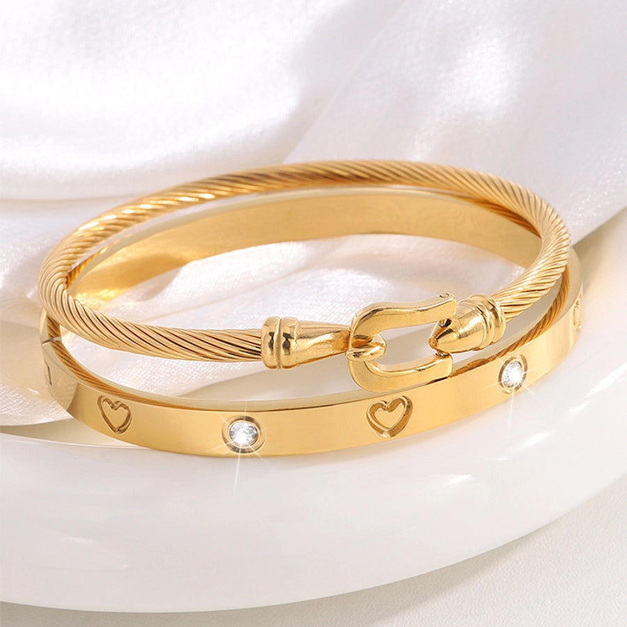 Elegant French Style Classic Style Heart Shape 304 Stainless Steel Bangle In Bulk