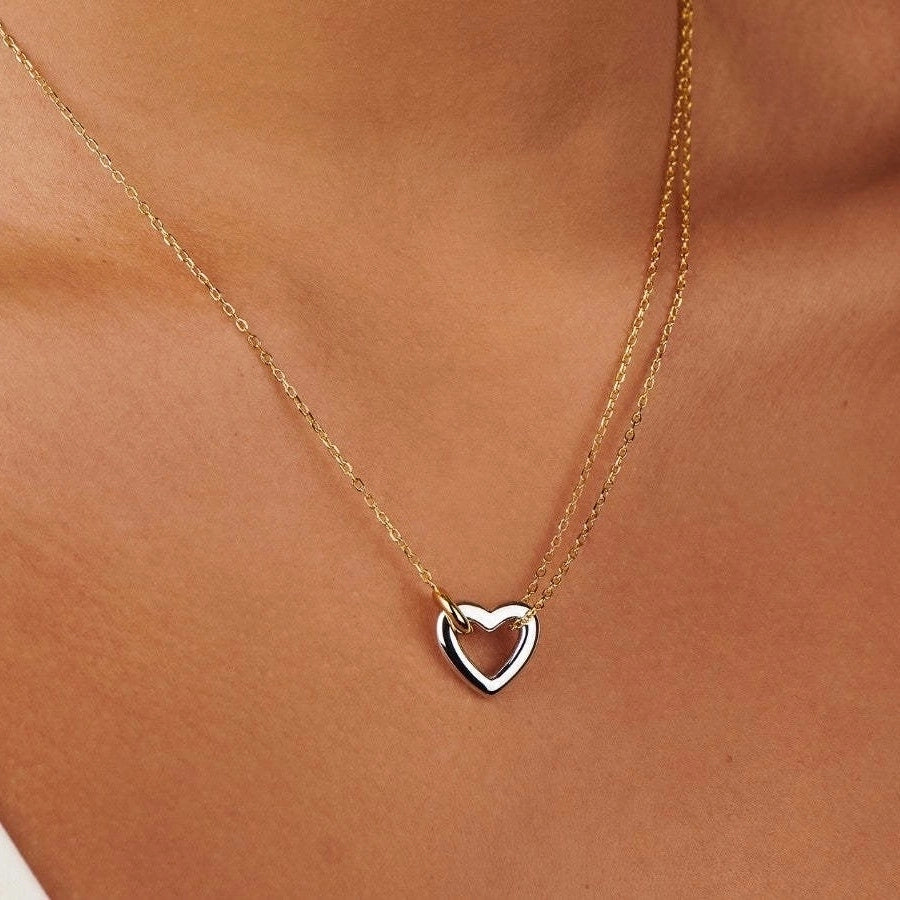 Titanium Steel Gold Plated Simple Style Classic Style Plating Heart Shape Bracelets Necklace