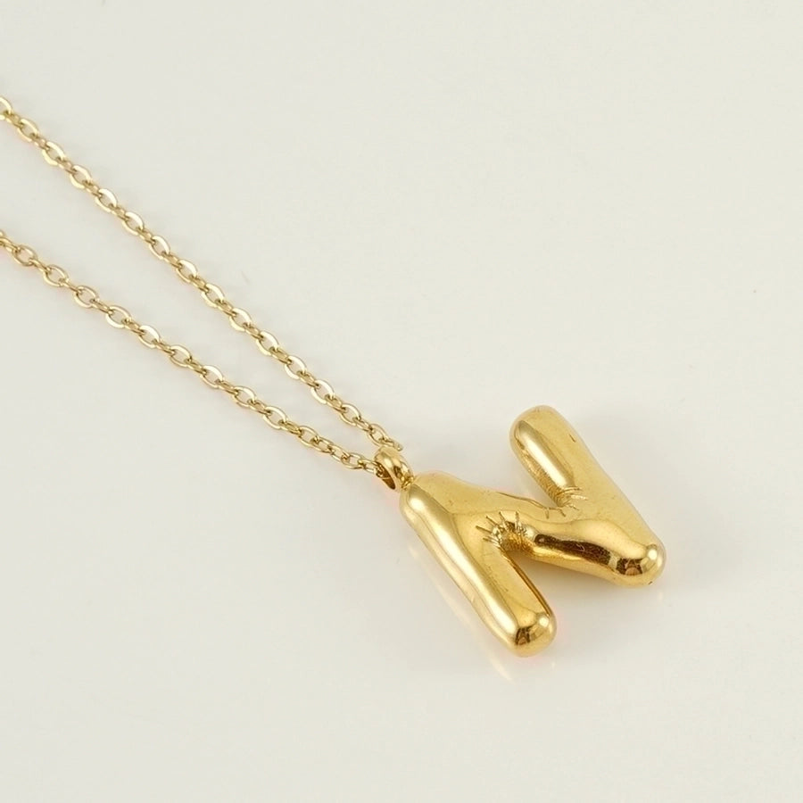 304 Stainless Steel 18K Gold Plated Casual Cute Plating Letter Titanium Steel Pendant Necklace