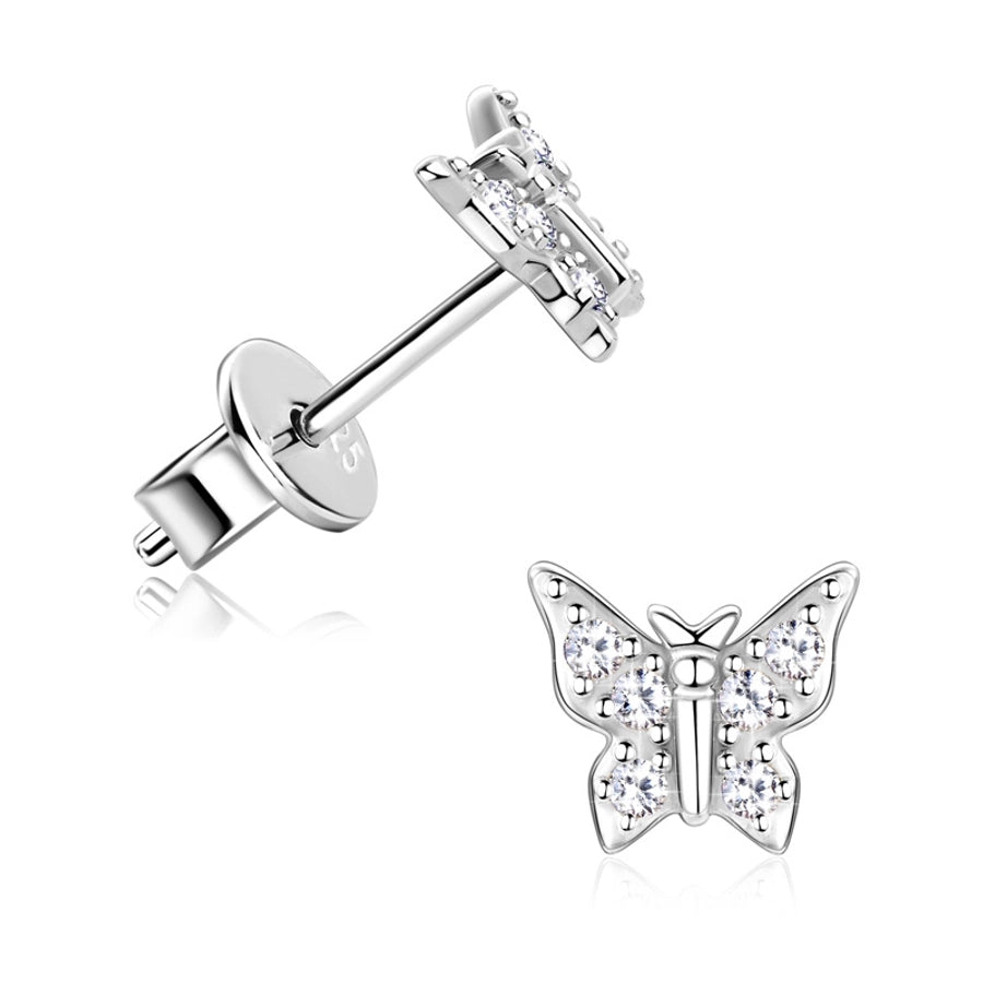 1 Pair 925 Sterling Silver Moissanite Butterfly Ear Studs