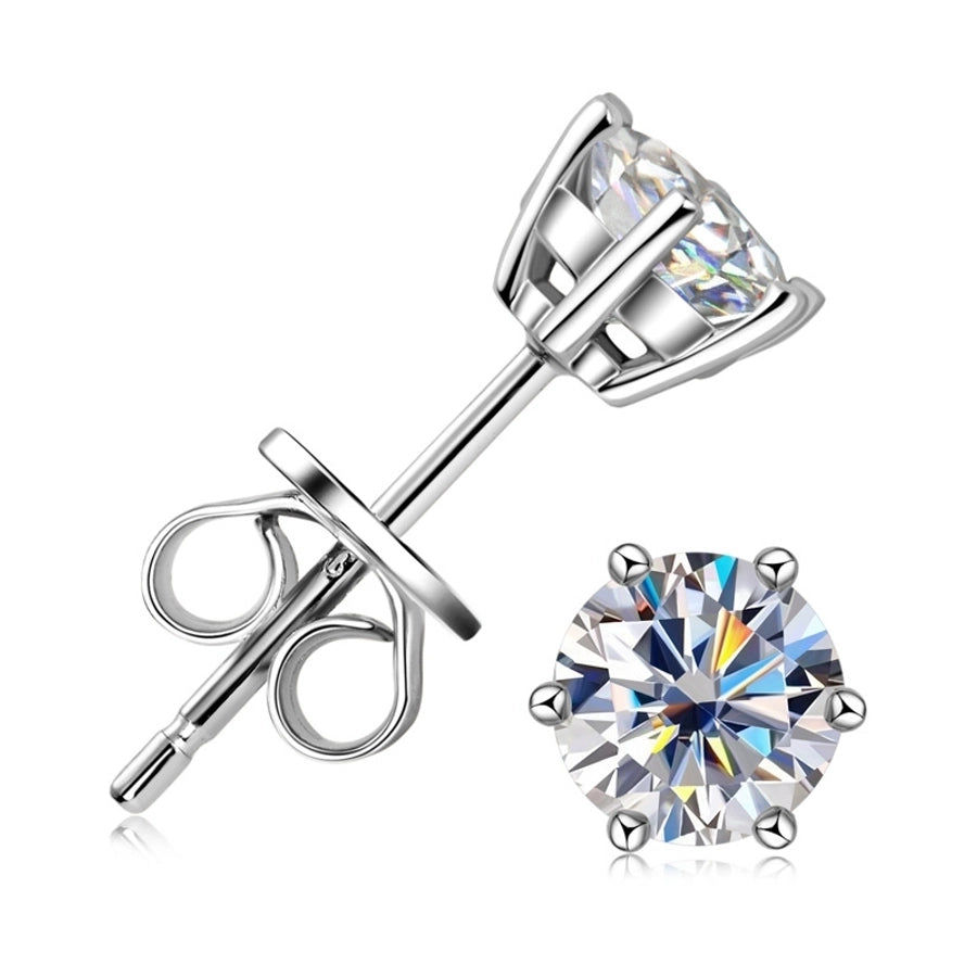 1 Pair 925 Sterling Silver Moissanite GRA Certificate Geometric Ear Studs