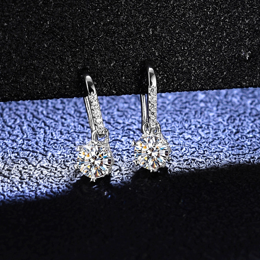 1 Pair 925 Sterling Silver Moissanite Zircon Flower Earrings