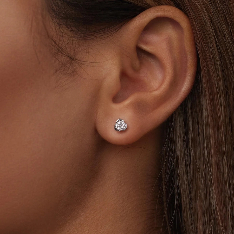 1 Pair 0.3ct 925 Sterling Silver Moissanite Geometric Ear Studs