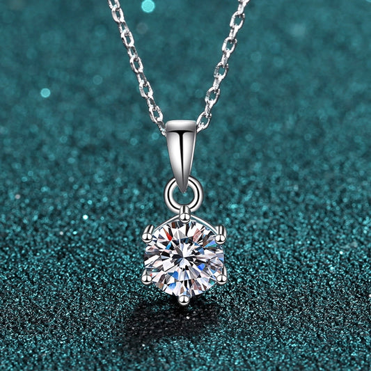 925 Sterling Silver Moissanite Zircon GRA Plating Inlay Round Pendant Necklace