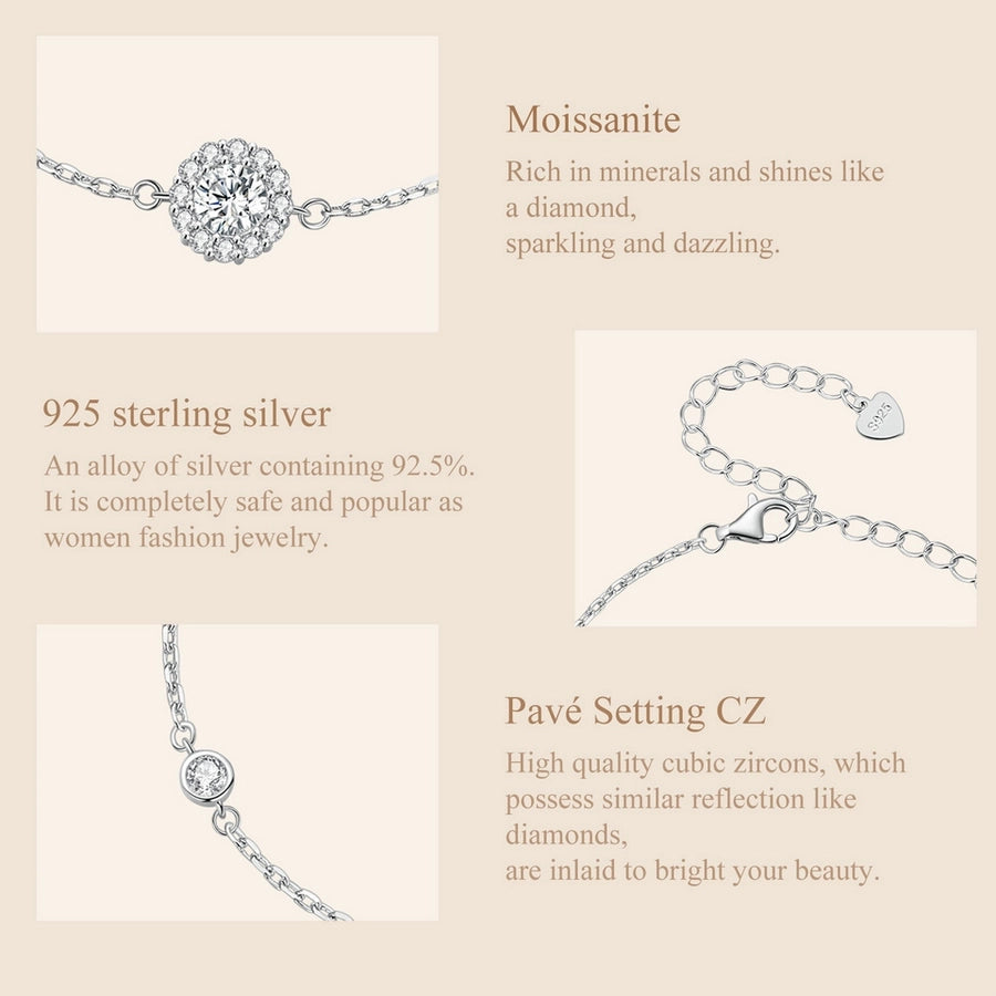 1.0ct 925 Sterling Silver cable chain Bracelets Elegant