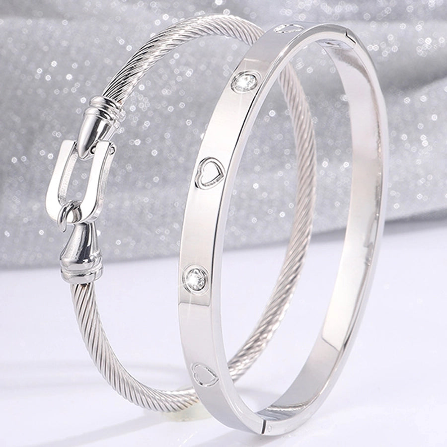 Elegant French Style Classic Style Heart Shape 304 Stainless Steel Bangle In Bulk