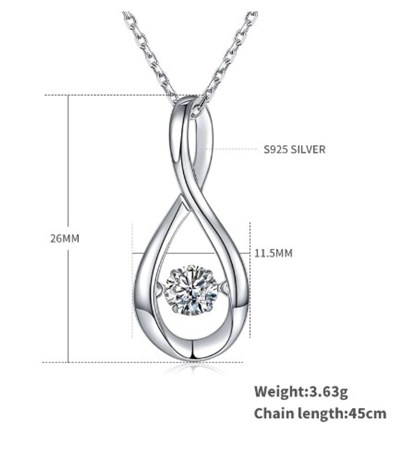 925 Sterling Silver Moissanite cable chain GRA Inlay Infinity Pendant Necklace