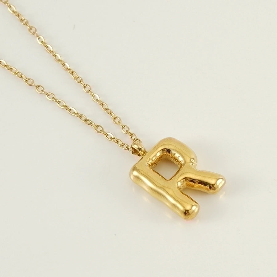 304 Stainless Steel 18K Gold Plated Casual Cute Plating Letter Titanium Steel Pendant Necklace