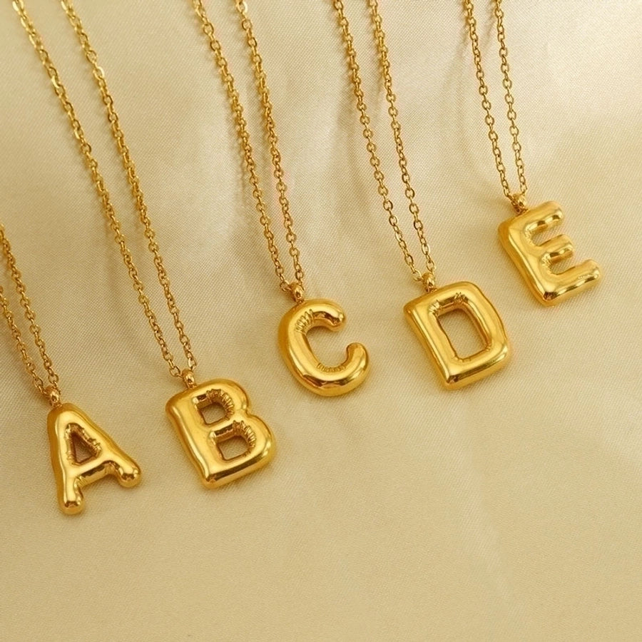 304 Stainless Steel 18K Gold Plated Casual Cute Plating Letter Titanium Steel Pendant Necklace