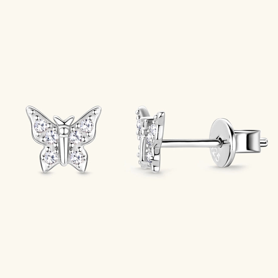 1 Pair 925 Sterling Silver Moissanite Butterfly Ear Studs