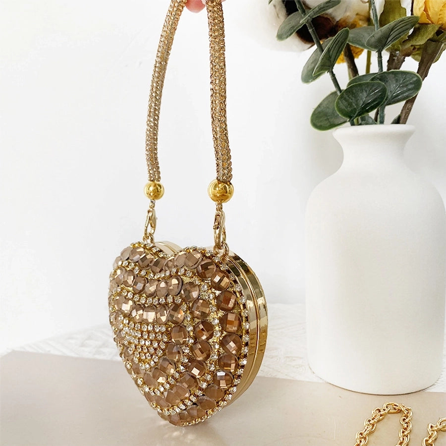 Rhinestone Glass Heart Shape Heart-shaped Evening Bags