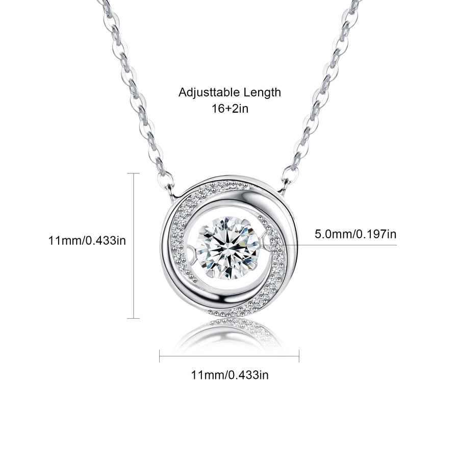 925 Sterling Silver Long-Lasting Plated Moissanite Inlay Pentagram Round Star Pendant Necklace