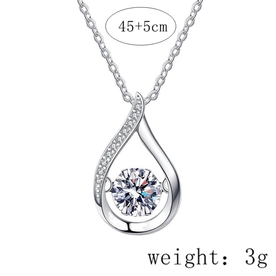 925 Sterling Silver Moissanite Zircon Asymmetrical Inlay Water Droplets GRA Certificate Pendant Necklace