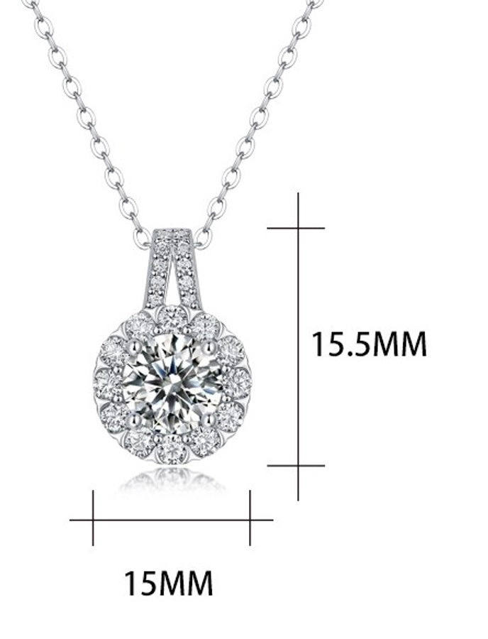 925 Sterling Silver Moissanite Inlay Solid Color Pendant Necklace