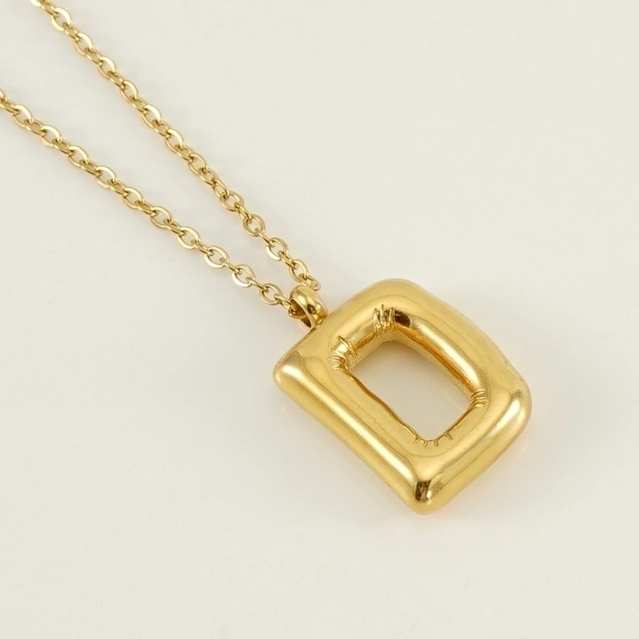 304 Stainless Steel 18K Gold Plated Casual Cute Plating Letter Titanium Steel Pendant Necklace