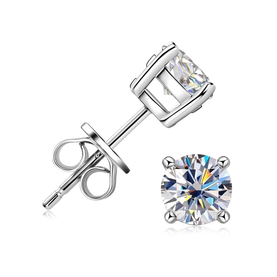 1 Pair 925 Sterling Silver Moissanite GRA Certificate Geometric Ear Studs