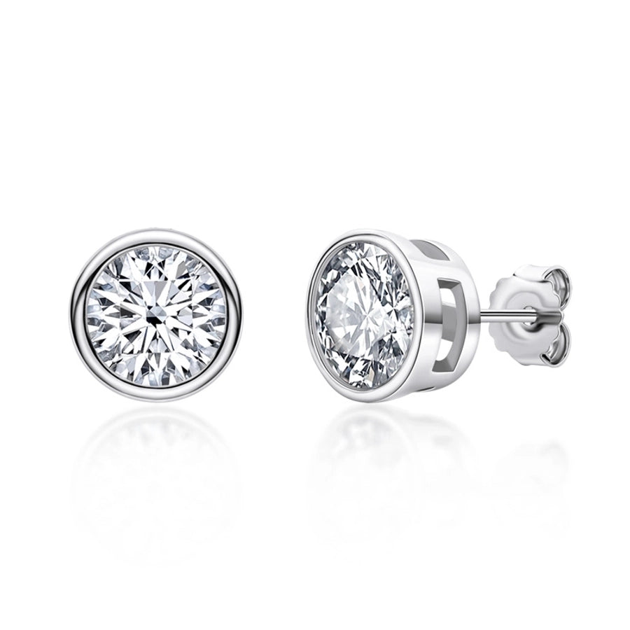 1 Pair 925 Sterling Silver Moissanite GRA Certificate Geometric Ear Studs