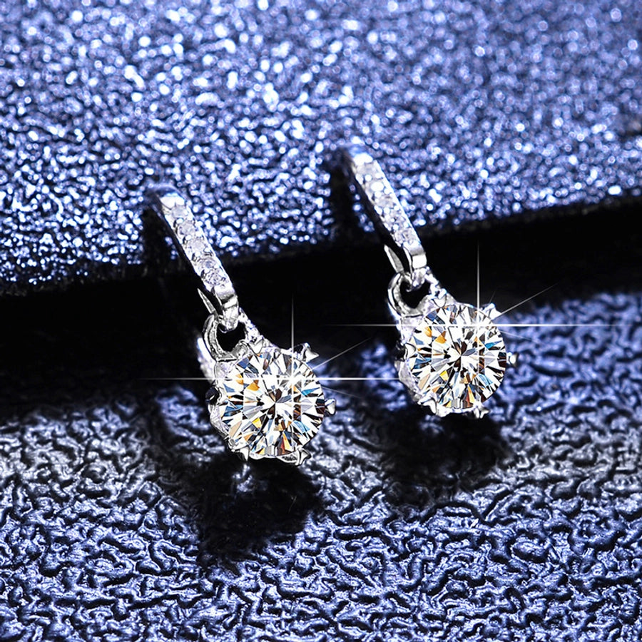 1 Pair 925 Sterling Silver Moissanite Zircon Flower Earrings